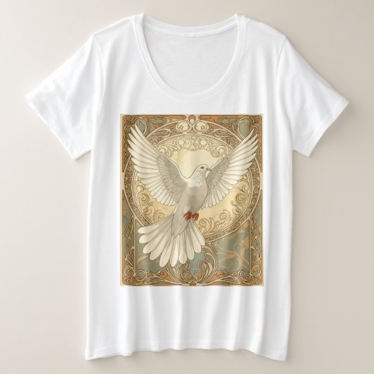 Romantisch Nostalgische Vredesduif Grote Maat T-shirt (Design voorkant)