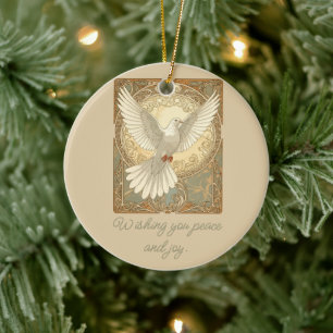 Romantisch Nostalgische Vredesduif Wenskaart Keramisch Ornament