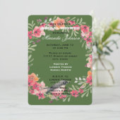 Romantisch Oleander Vogel Roze Bloemen Vrijgezelle Kaart (Staand voorkant)