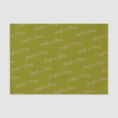 Romantisch Olijfgroen & Stof Roze Script Bruiloft  Tissuepapier (Voorkant)