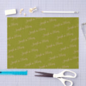 Romantisch Olijfgroen & Stof Roze Script Bruiloft  Tissuepapier (Craft)