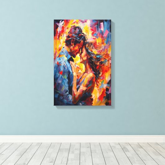 Romantisch Omarm Expressionisme Abstracte Liefde K Canvas Afdruk (Insitu (Houten vloer))