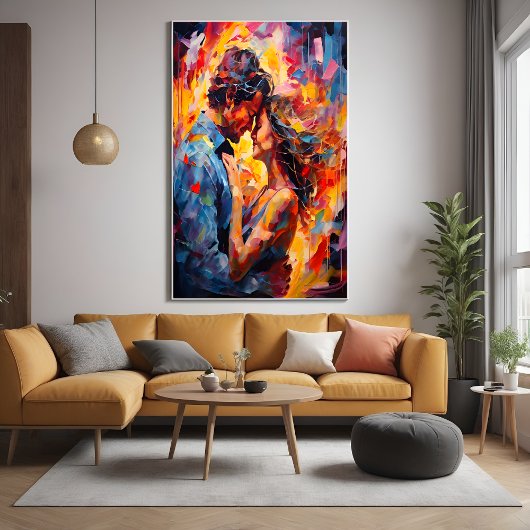Romantisch Omarm Expressionisme Abstracte Liefde K Poster