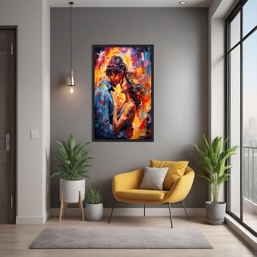 Romantisch Omarm Expressionisme Abstracte Liefde K Poster