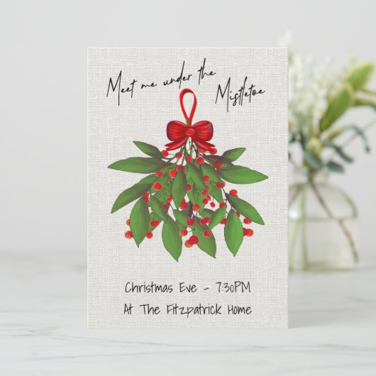 Romantisch Ontmoet Mij Onder de Mistletoe Kerstmis Feestdagenkaart (Staand voorkant)