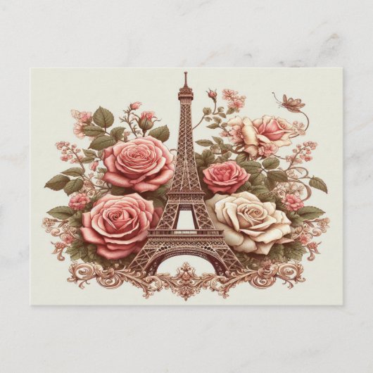 Romantisch ontwerp met Eiffeltoren Briefkaart (Voorkant)