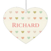 Romantisch ontwerp met harten en beide namen luchtverfrisser (Achterkant)