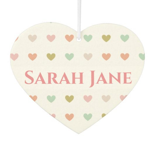 Romantisch ontwerp met harten en beide namen luchtverfrisser (Voorkant)