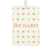 Romantisch ontwerp met harten en beide namen luchtverfrisser (Achterkant)