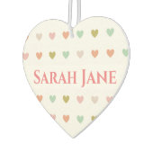 Romantisch ontwerp met harten en beide namen luchtverfrisser (Links)