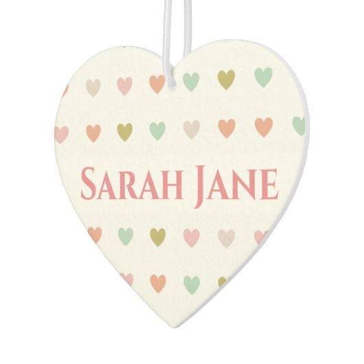 Romantisch ontwerp met harten en beide namen luchtverfrisser (Links)