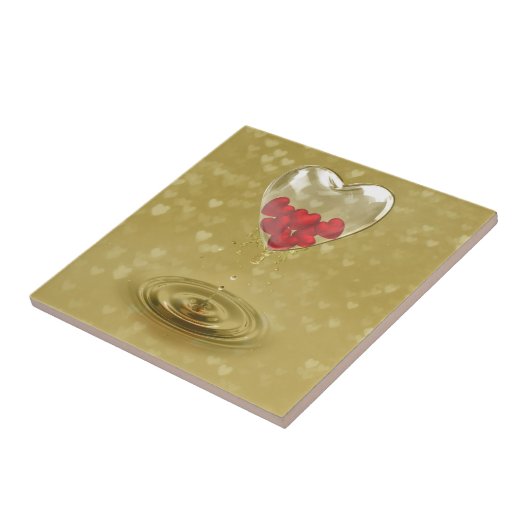 Romantisch ontwerp van glashart tegeltje (Zijkant)