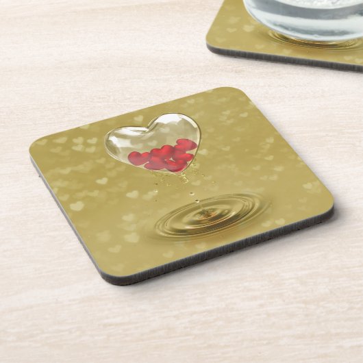 Romantisch ontwerp voor het hart van glas drankjes onderzetter (Linkerzijde)