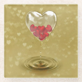 Romantisch ontwerp voor het hart van glas glazen onderzetter