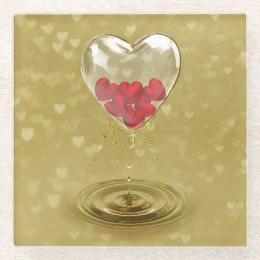 Romantisch ontwerp voor het hart van glas glazen onderzetter (Voorkant)