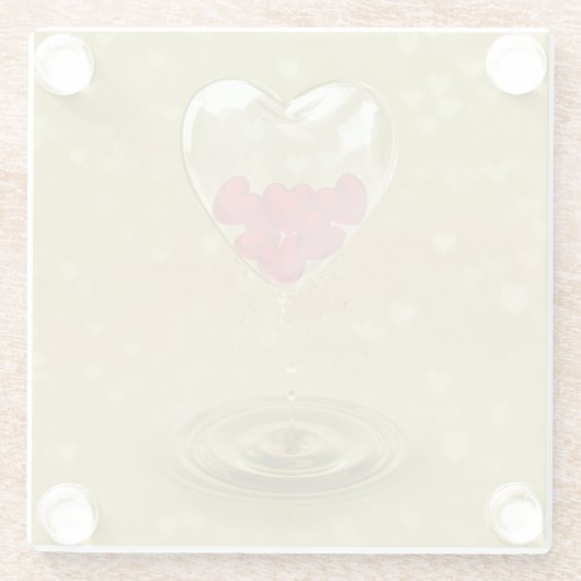 Romantisch ontwerp voor het hart van glas glazen onderzetter (Achterkant)