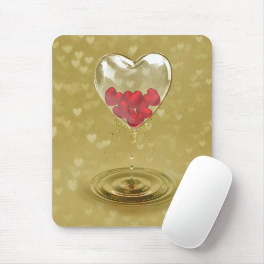 Romantisch ontwerp voor het hart van glas muismat (Met muis)