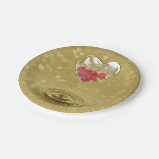 Romantisch ontwerp voor het hart van glas papieren bordje (Gekanteld)