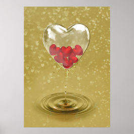 Romantisch ontwerp voor het hart van glas poster