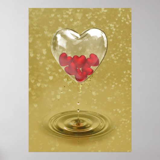 Romantisch ontwerp voor het hart van glas poster (Voorkant)