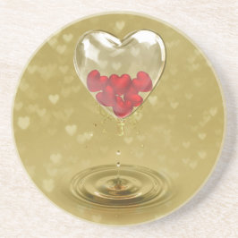 Romantisch ontwerp voor het hart van glas zandsteen onderzetter
