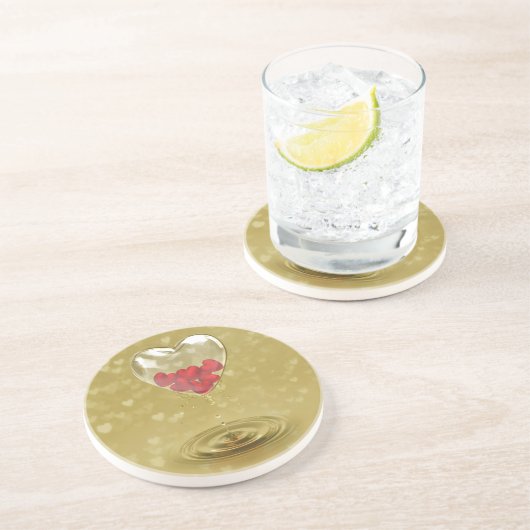 Romantisch ontwerp voor het hart van glas zandsteen onderzetter (Zijkant)