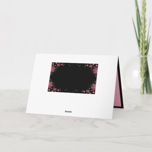 Romantisch ontwerp voor zwart en roze snowflake kaart (Achterkant)