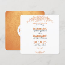 Romantisch Oranje en wit sparen de Datum Kaart