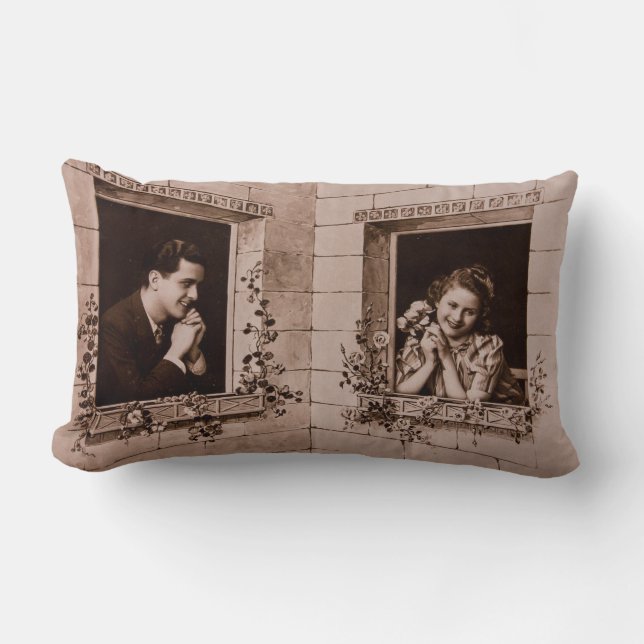 Romantisch Oud Koppel, Sepia Foto Kussen (Voorkant)