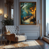 Romantisch Outdoor Café bij Night Impressionism Poster