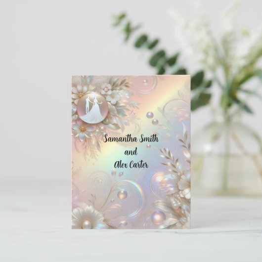 Romantisch paar bruiloft uitnodiging (Staand voorkant)