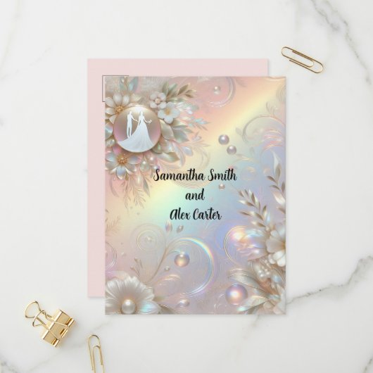 Romantisch paar bruiloft uitnodiging (Voorkant / Achterkant in situ)