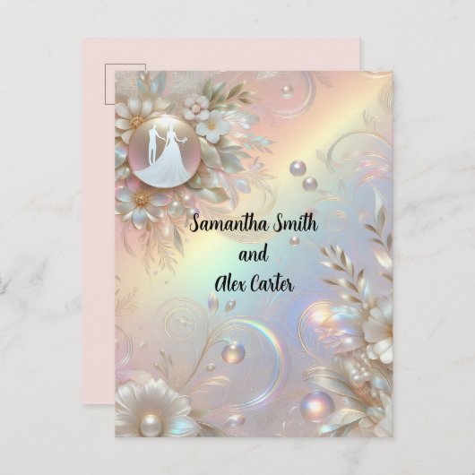 Romantisch paar bruiloft uitnodiging (Voorkant / Achterkant)