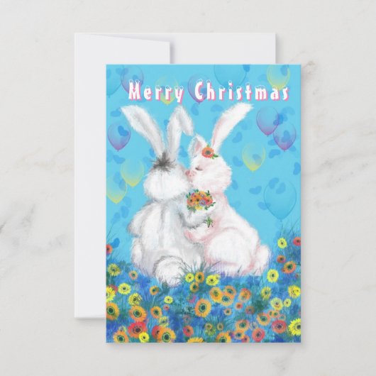 Romantisch paar Bunny Christmas Kaart (Voorkant)