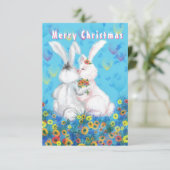 Romantisch paar Bunny Christmas Kaart (Staand voorkant)