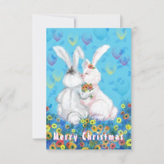 Romantisch paar Bunny Christmas Kaart (Achterkant)