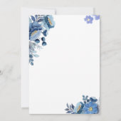 Romantisch Paar Dancing Design Blauw Bloemen Bruil Kaart (Achterkant)