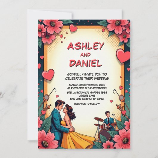  Romantisch Paar Dans Stripstijl Trouwen Kaart (Voorkant)