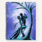 Romantisch paar danst de tango blauw notitieboek (Voorkant)