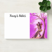 Romantisch paar danst de tango roze post-it® notes (Kantoor)