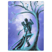 Romantisch paar dat de tango danst blauw klembord (Achterkant)