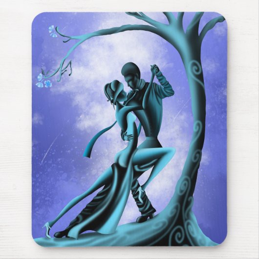 Romantisch paar dat de tango danst blauw muismat (Voorkant)