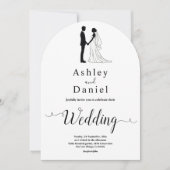 Romantisch paar Eenvoudige zwart-wit bruiloft Kaart (Voorkant)