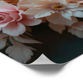 Romantisch paar elegante zwanen te midden van roze poster (Hoek)