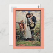 Romantisch  paar en paardenschilderij briefkaart (Voorkant / Achterkant)