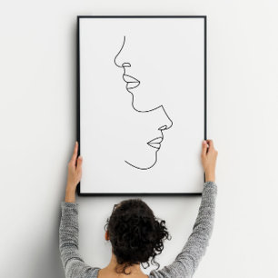 Romantisch paar face line art poster