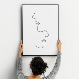 Romantisch paar face line art poster