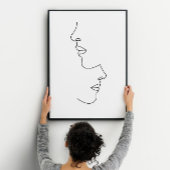 Romantisch paar face line art poster