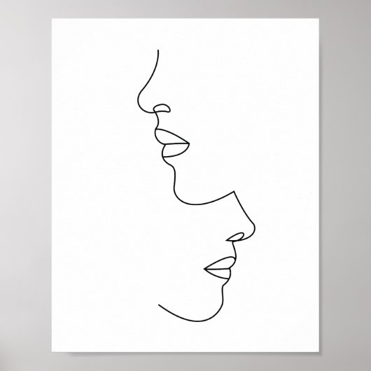 Romantisch paar face line art poster (Voorkant)