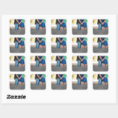 Romantisch paar foto bruiloft gunst vierkante sticker (Vel)